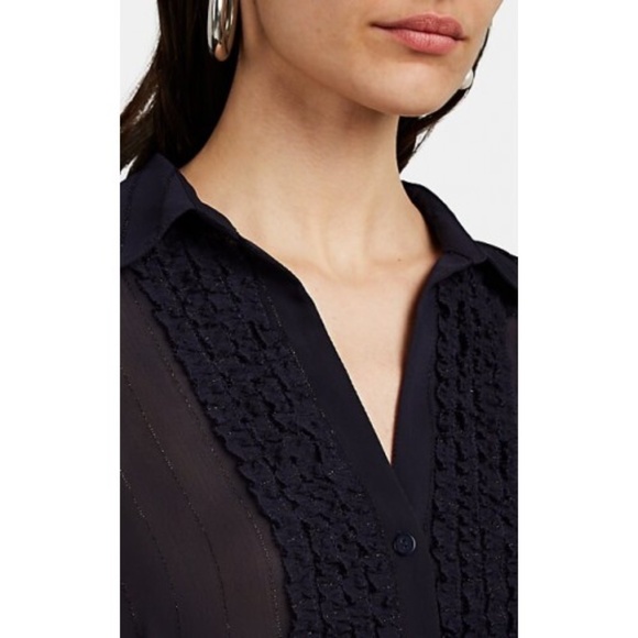 L'Agence Mari Ruffle Chiffon Tuxedo Blouse - Picture 3 of 7